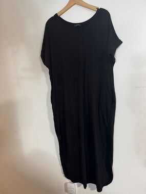 Dokotoo Simple lounge wear Black V-Neck Midi Dress